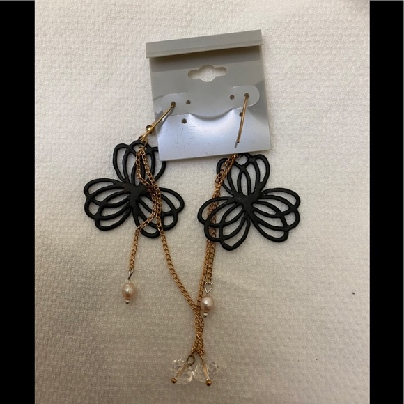 Fashion Pierced Wire Earring Black Gold NWT - Picture 7 of 7